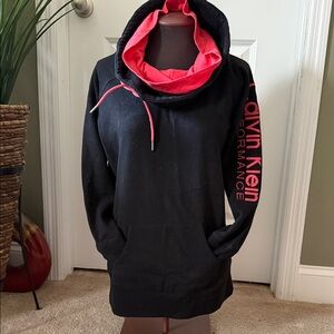 Calvin Klein Performance Quick Dry, Black and Coral Hoodie
